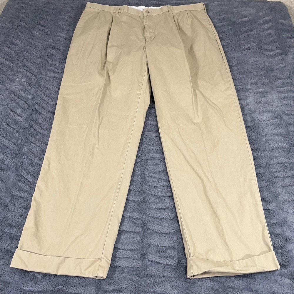 Polo Ralph Lauren Hammond Pant Mens 40x30 Tan Khaki Pleated Cotton Chino AN333